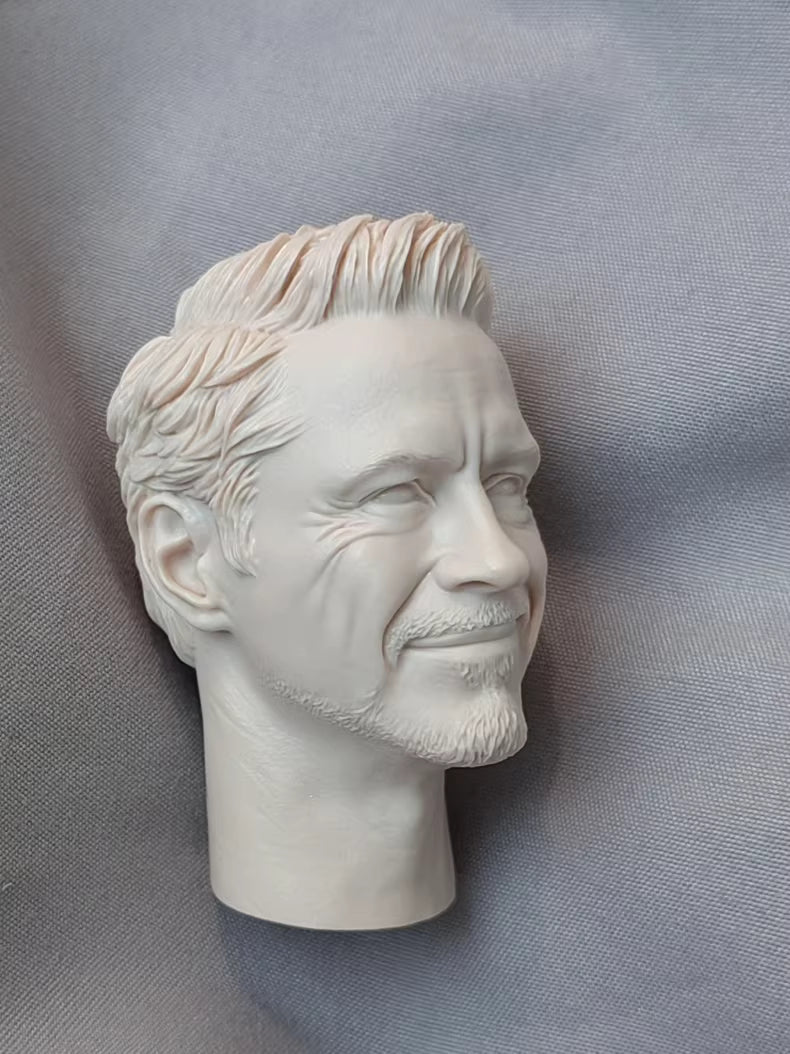 Robert Downey Jr. Iron Man Tony Stark Smile 1/6 scale unpainted head sculpt