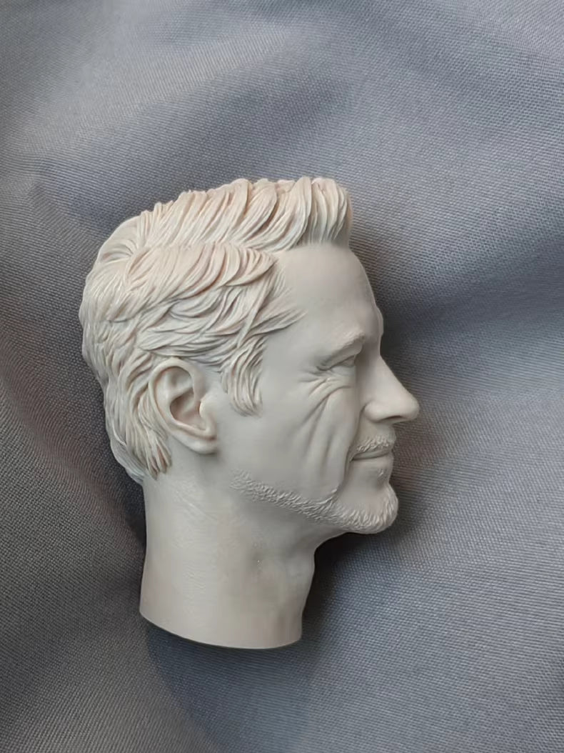Robert Downey Jr. Iron Man Tony Stark Smile 1/6 scale unpainted head sculpt