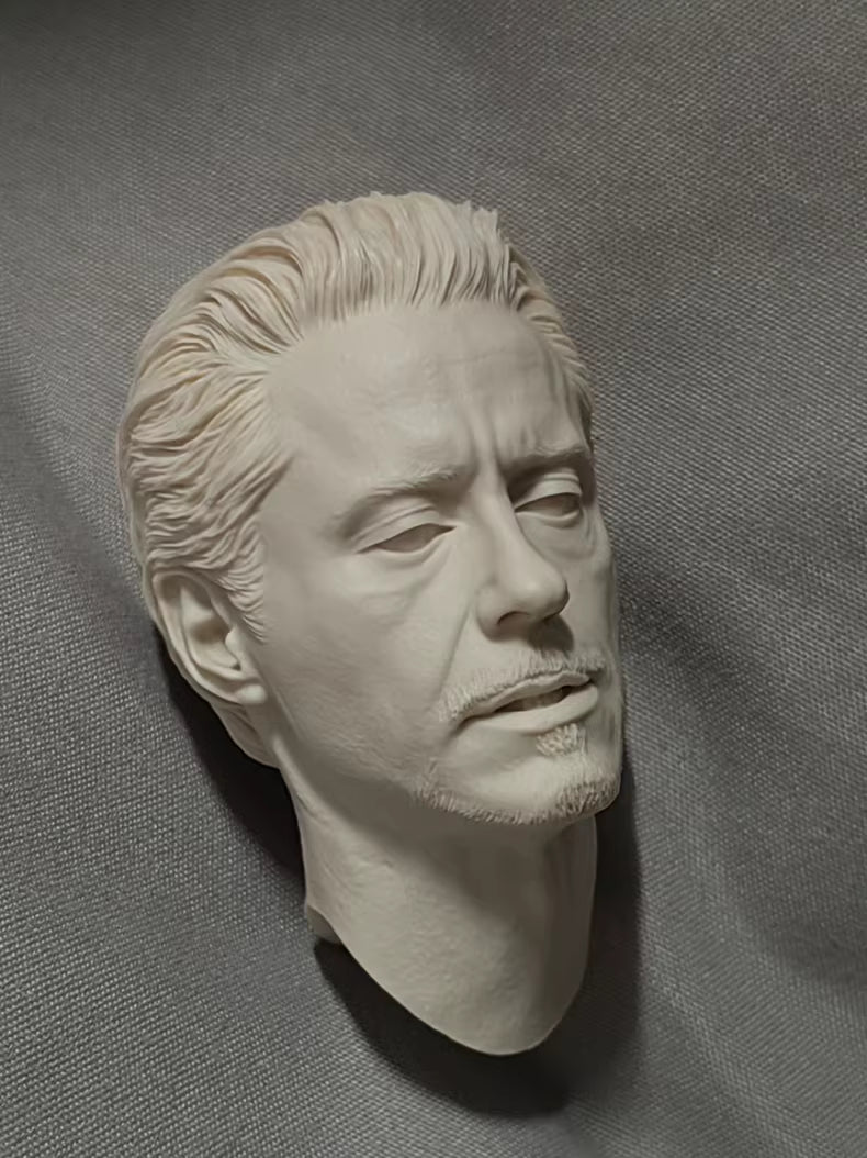 Robert Downey Jr. Iron Man Tony Stark speech 1/6 scale unpainted head sculpt