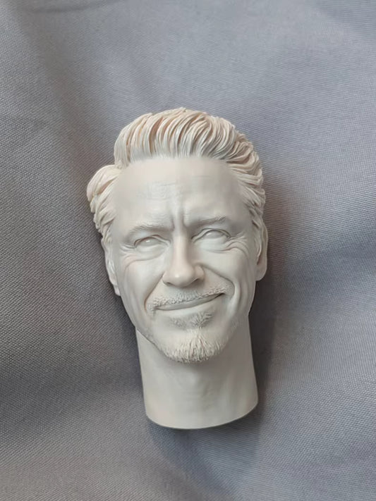 Robert Downey Jr. Iron Man Tony Stark Smile 1/6 scale unpainted head sculpt
